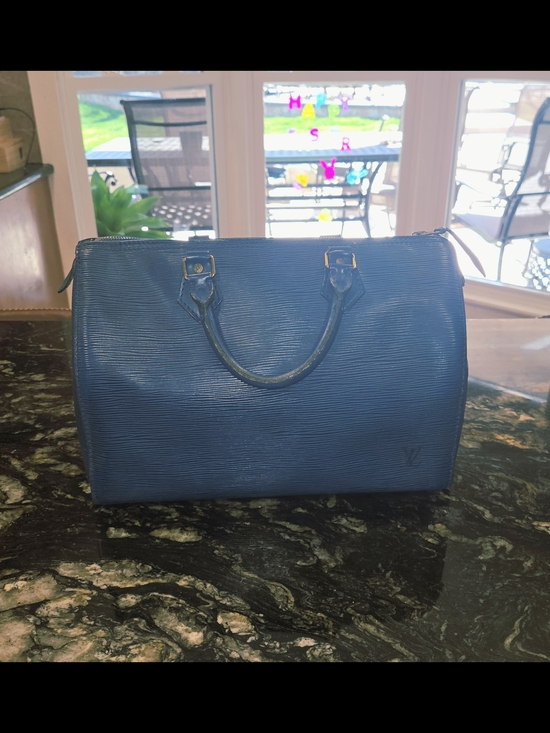 Louis Vuitton Handbags - Louis Vuitton Navy Blue Epi Leather Speedy Satchel